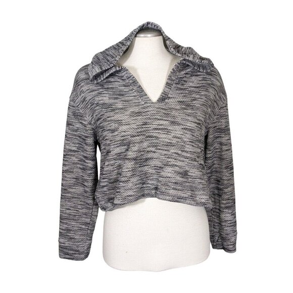 Anthropologie Saturday Sunday Rehearsal Cropped Hoodie Sweatshirt Women Med Gray - Picture 2 of 7